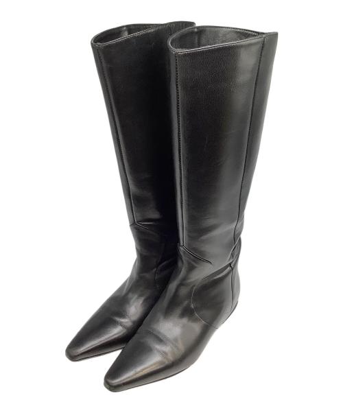 CORSO ROMA 9（コルソローマノーヴェ）CORSO ROMA 9 (コルソローマノーヴェ) レザーロングブーツ ブラック サイズ:38の古着・服飾アイテム