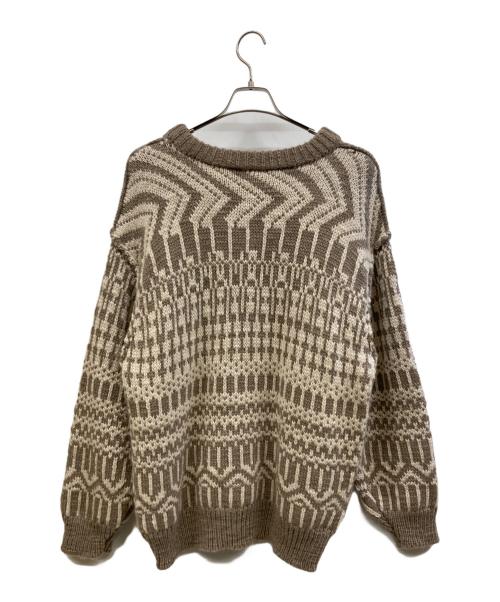 Pilgrim Surf+Supply（ピルグリム サーフサプライ）Pilgrim Surf+Supply (ピルグリム サーフサプライ) リバーシルブセーター シングルジャガード編み ブラウン×ホワイト サイズ:XLの古着・服飾アイテム