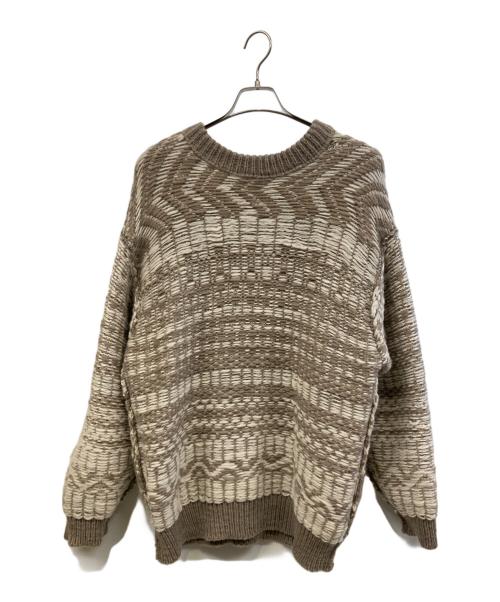 Pilgrim Surf+Supply（ピルグリム サーフサプライ）Pilgrim Surf+Supply (ピルグリム サーフサプライ) リバーシルブセーター シングルジャガード編み ブラウン×ホワイト サイズ:XLの古着・服飾アイテム
