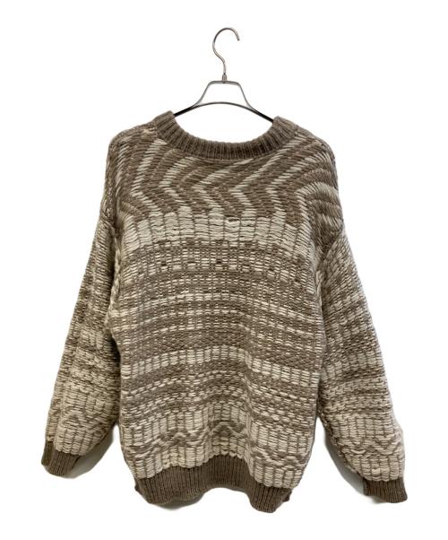 Pilgrim Surf+Supply（ピルグリム サーフサプライ）Pilgrim Surf+Supply (ピルグリム サーフサプライ) リバーシルブセーター シングルジャガード編み ブラウン×ホワイト サイズ:XLの古着・服飾アイテム
