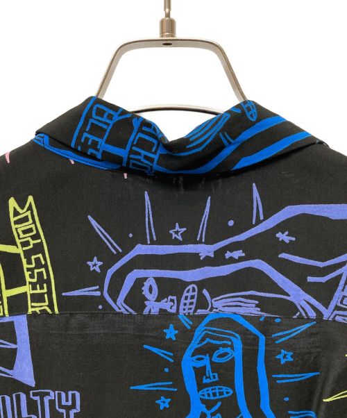 WACKO MARIA（ワコマリア）WACKO MARIA (ワコマリア) オープンカラーシャツ ブラック×マルチカラー サイズ:Sの古着・服飾アイテム