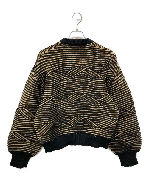 NKNIT（ンニット）NKNIT (ンニット) giza giza pattern KNIT ベージュ×ブラックの古着・服飾アイテム