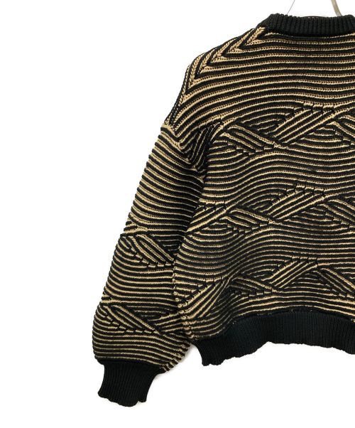 NKNIT（ンニット）NKNIT (ンニット) giza giza pattern KNIT ベージュ×ブラックの古着・服飾アイテム