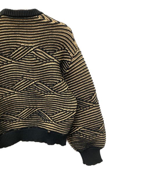 NKNIT（ンニット）NKNIT (ンニット) giza giza pattern KNIT ベージュ×ブラックの古着・服飾アイテム