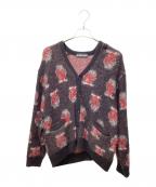 AUBERGEオーベルジュ）の古着「総柄アルパカ混ニット」｜ブラック×レッド