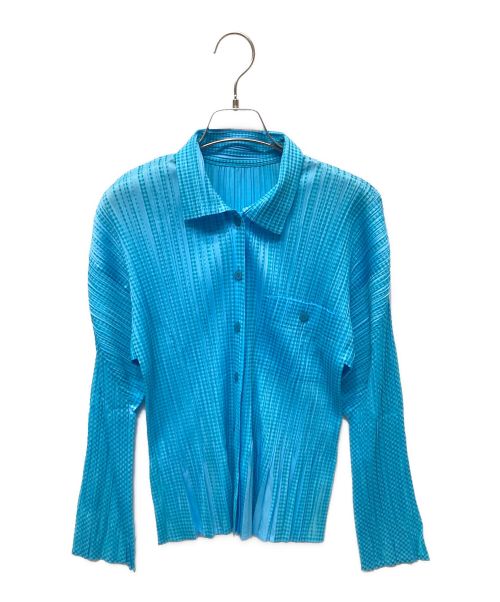 PLEATS PLEASE（プリーツプリーズ）PLEATS PLEASE (プリーツプリーズ) プリーツシャツ ブルー サイズ:3の古着・服飾アイテム