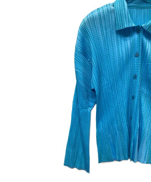 PLEATS PLEASE（プリーツプリーズ）PLEATS PLEASE (プリーツプリーズ) プリーツシャツ ブルー サイズ:3の古着・服飾アイテム