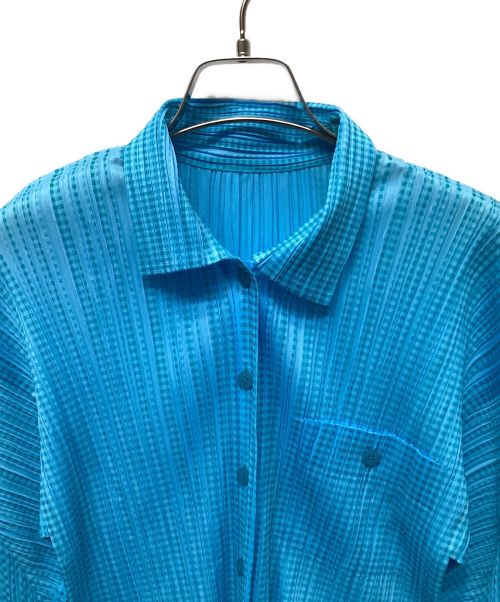 PLEATS PLEASE（プリーツプリーズ）PLEATS PLEASE (プリーツプリーズ) プリーツシャツ ブルー サイズ:3の古着・服飾アイテム