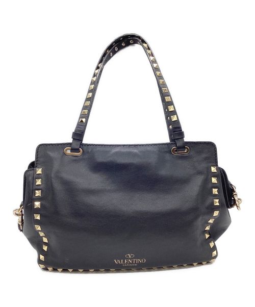 VALENTINO GARAVANI（ヴァレンティノ・ガラヴァーニ）VALENTINO GARAVANI (ヴァレンティノ・ガラヴァーニ) ロックスタッズレザーショルダーバッグ ブラックの古着・服飾アイテム