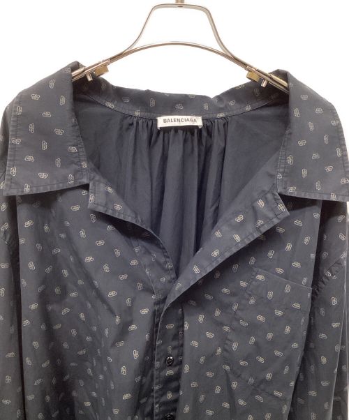 BALENCIAGA（バレンシアガ）BALENCIAGA (バレンシアガ) BBロゴオープンバックシャツ ブラック×ゴールド サイズ:34の古着・服飾アイテム