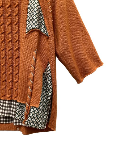 Maison Margiela（メゾンマルジェラ）Maison Margiela (メゾンマルジェラ) オーバーレイニットトップ オレンジ×ブラウン サイズ:Lの古着・服飾アイテム
