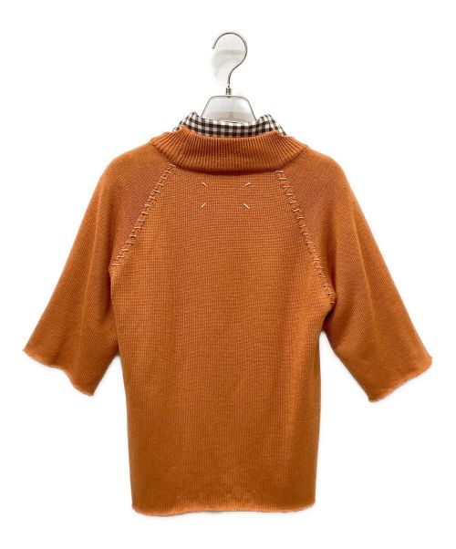 Maison Margiela（メゾンマルジェラ）Maison Margiela (メゾンマルジェラ) オーバーレイニットトップ オレンジ×ブラウン サイズ:Lの古着・服飾アイテム