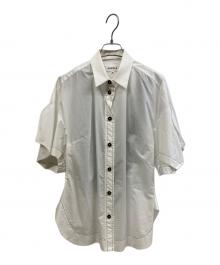ENFOLD（エンフォルド）の古着「スビンタイプライター Petal Sleeve combi SHIRT」｜ホワイト