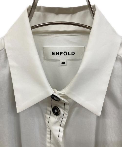 ENFOLD（エンフォルド）ENFOLD (エンフォルド) スビンタイプライター Petal Sleeve combi SHIRT ホワイト サイズ:38の古着・服飾アイテム