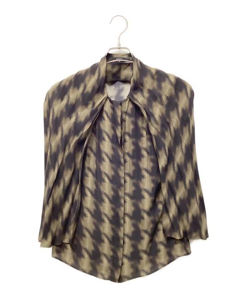 GUCCI（グッチ）GUCCI (グッチ) シルクブラウス ブラウン×ブラック サイズ:38の古着・服飾アイテム