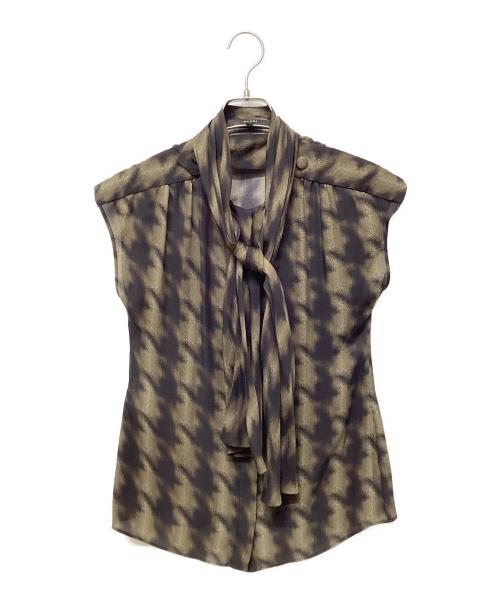 GUCCI（グッチ）GUCCI (グッチ) シルクブラウス ブラウン×ブラック サイズ:38の古着・服飾アイテム