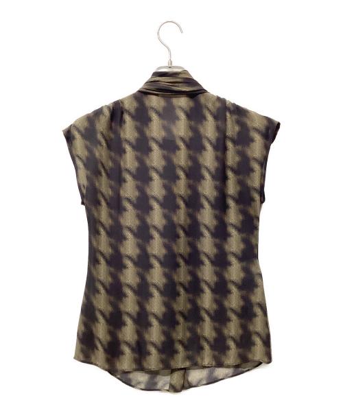 GUCCI（グッチ）GUCCI (グッチ) シルクブラウス ブラウン×ブラック サイズ:38の古着・服飾アイテム