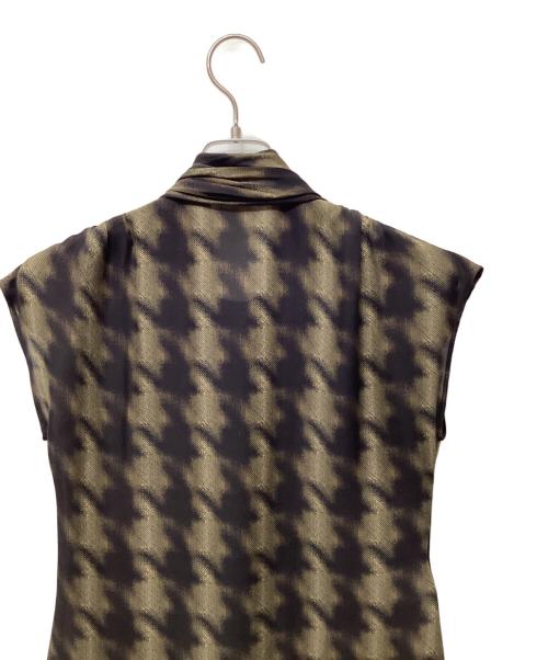 GUCCI（グッチ）GUCCI (グッチ) シルクブラウス ブラウン×ブラック サイズ:38の古着・服飾アイテム