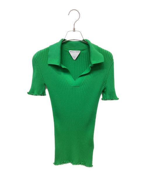 BOTTEGA VENETA（ボッテガベネタ）BOTTEGA VENETA (ボッテガベネタ) ニットポロシャツ グリーン サイズ:Ｓの古着・服飾アイテム