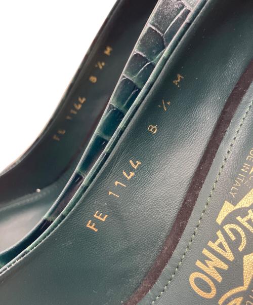 Salvatore Ferragamo（サルヴァトーレ フェラガモ）Salvatore Ferragamo (サルヴァトーレ フェラガモ) デザインヒールパンプス ネイビー サイズ:25.5cmの古着・服飾アイテム