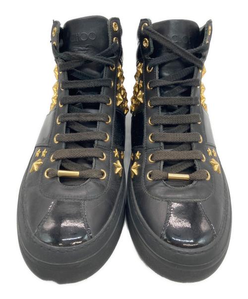 JIMMY CHOO（ジミーチュウ）JIMMY CHOO (ジミーチュウ) スタースタッズエナメルハイカットスニーカー ブラック サイズ:26.5の古着・服飾アイテム