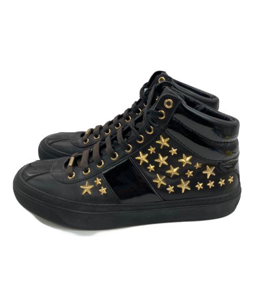 JIMMY CHOO（ジミーチュウ）JIMMY CHOO (ジミーチュウ) スタースタッズエナメルハイカットスニーカー ブラック サイズ:26.5の古着・服飾アイテム