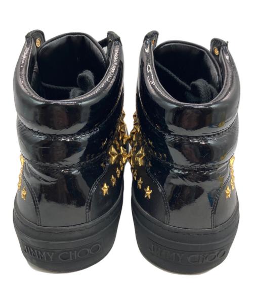 JIMMY CHOO（ジミーチュウ）JIMMY CHOO (ジミーチュウ) スタースタッズエナメルハイカットスニーカー ブラック サイズ:26.5の古着・服飾アイテム