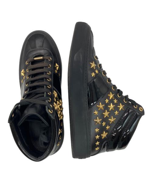 JIMMY CHOO（ジミーチュウ）JIMMY CHOO (ジミーチュウ) スタースタッズエナメルハイカットスニーカー ブラック サイズ:26.5の古着・服飾アイテム