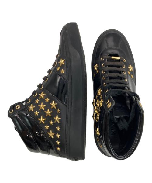 JIMMY CHOO（ジミーチュウ）JIMMY CHOO (ジミーチュウ) スタースタッズエナメルハイカットスニーカー ブラック サイズ:26.5の古着・服飾アイテム