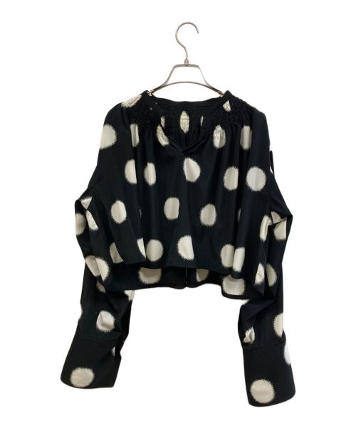 Y's（ワイズ）Y's (ワイズ) LARGE POLKA DOT CRAPE DE CHINE GATHERED BLOUSE ブラック サイズ:Mの古着・服飾アイテム