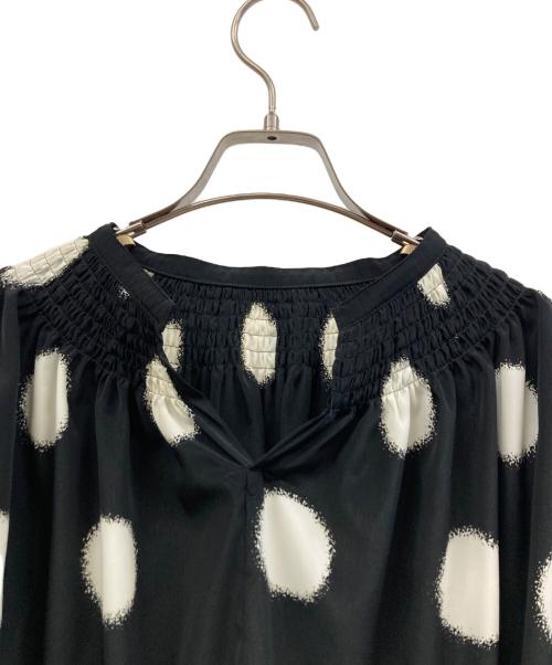 Y's（ワイズ）Y's (ワイズ) LARGE POLKA DOT CRAPE DE CHINE GATHERED BLOUSE ブラック サイズ:Mの古着・服飾アイテム