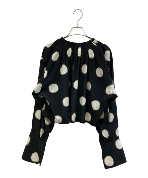 Y's（ワイズ）Y's (ワイズ) LARGE POLKA DOT CRAPE DE CHINE GATHERED BLOUSE ブラック サイズ:Mの古着・服飾アイテム