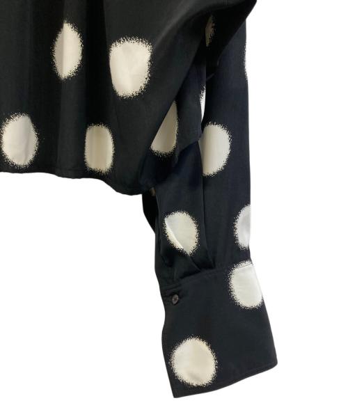 Y's（ワイズ）Y's (ワイズ) LARGE POLKA DOT CRAPE DE CHINE GATHERED BLOUSE ブラック サイズ:Mの古着・服飾アイテム