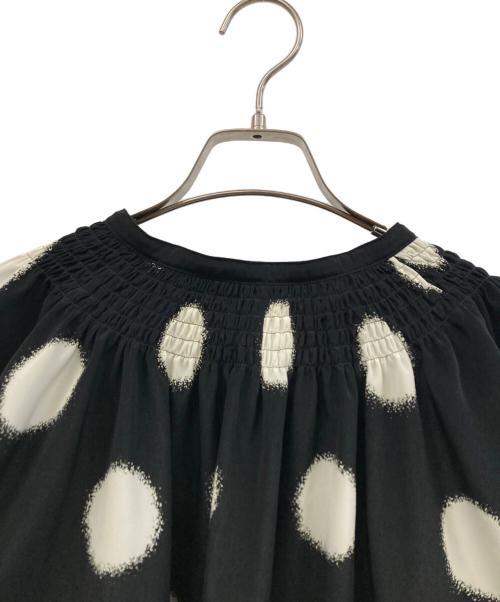 Y's（ワイズ）Y's (ワイズ) LARGE POLKA DOT CRAPE DE CHINE GATHERED BLOUSE ブラック サイズ:Mの古着・服飾アイテム