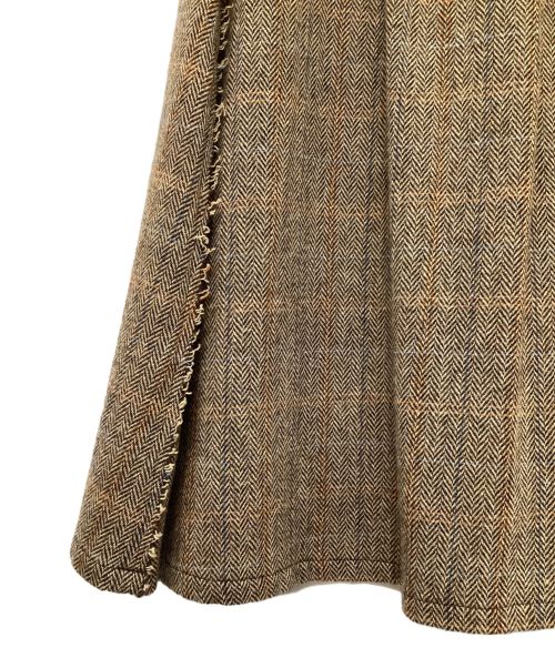 Y's（ワイズ）Y's (ワイズ) WOOL BRITISH TWEED BACK DROP SKIRT ブラウン サイズ:2の古着・服飾アイテム