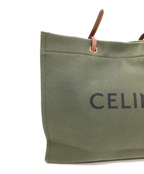 CELINE（セリーヌ）CELINE (セリーヌ) SQUARED CABAS カーキ×ブラウンの古着・服飾アイテム