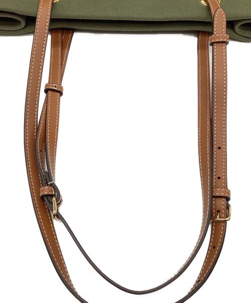 CELINE（セリーヌ）CELINE (セリーヌ) SQUARED CABAS カーキ×ブラウンの古着・服飾アイテム