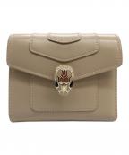 BVLGARIブルガリ）の古着「3つ折り財布」｜ベージュ×スカイブルー