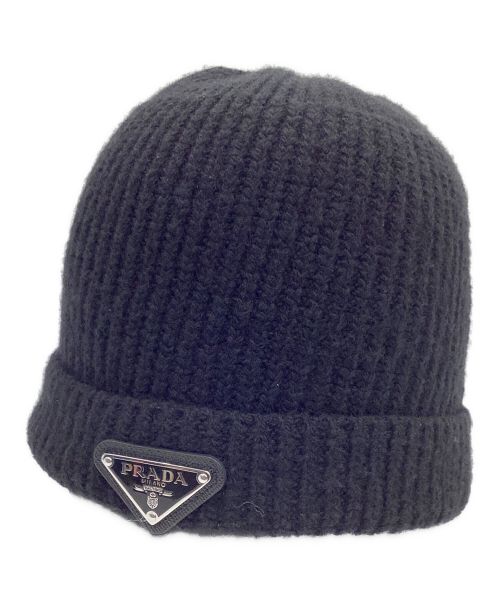 PRADA（プラダ）PRADA (プラダ) ニットキャップ ブラック サイズ:M(44cm)の古着・服飾アイテム
