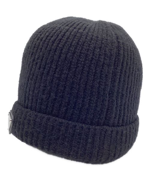 PRADA（プラダ）PRADA (プラダ) ニットキャップ ブラック サイズ:M(44cm)の古着・服飾アイテム