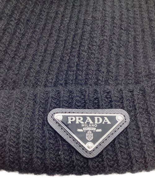 PRADA（プラダ）PRADA (プラダ) ニットキャップ ブラック サイズ:M(44cm)の古着・服飾アイテム