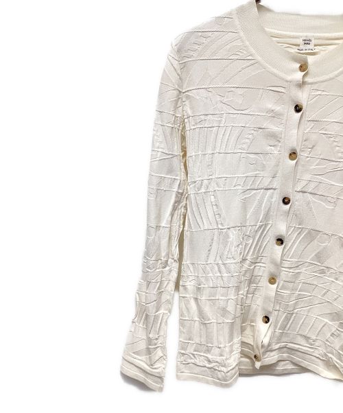 HERMES（エルメス）HERMES (エルメス) 総柄ニットカーディガン ホワイト サイズ:38の古着・服飾アイテム