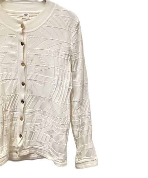 HERMES（エルメス）HERMES (エルメス) 総柄ニットカーディガン ホワイト サイズ:38の古着・服飾アイテム