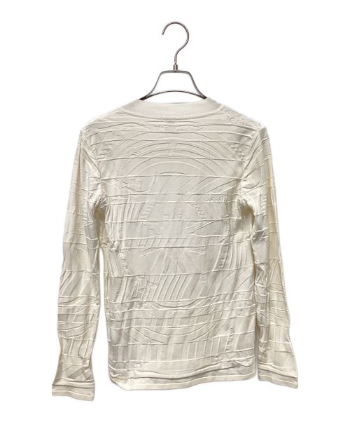 HERMES（エルメス）HERMES (エルメス) 総柄ニットカーディガン ホワイト サイズ:38の古着・服飾アイテム