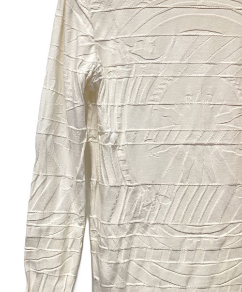 HERMES（エルメス）HERMES (エルメス) 総柄ニットカーディガン ホワイト サイズ:38の古着・服飾アイテム