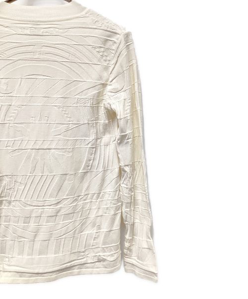 HERMES（エルメス）HERMES (エルメス) 総柄ニットカーディガン ホワイト サイズ:38の古着・服飾アイテム