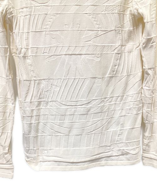 HERMES（エルメス）HERMES (エルメス) 総柄ニットカーディガン ホワイト サイズ:38の古着・服飾アイテム