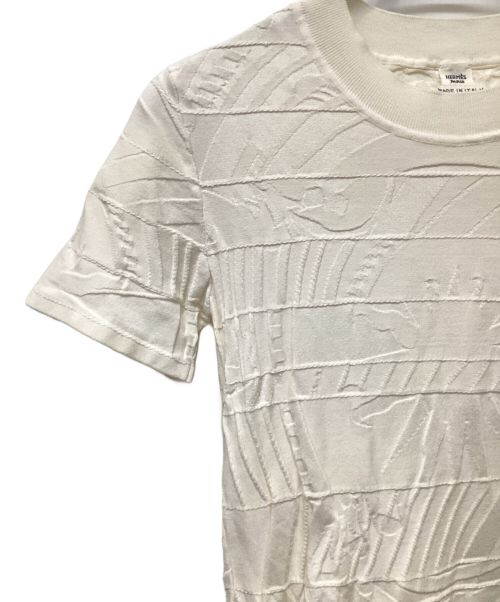 HERMES（エルメス）HERMES (エルメス) 半袖ジャガードニット ホワイト サイズ:38の古着・服飾アイテム