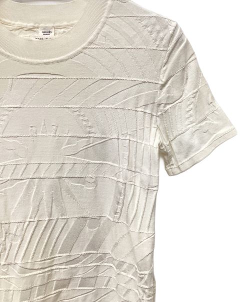 HERMES（エルメス）HERMES (エルメス) 半袖ジャガードニット ホワイト サイズ:38の古着・服飾アイテム