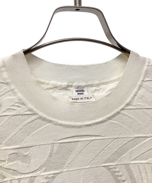 HERMES（エルメス）HERMES (エルメス) 半袖ジャガードニット ホワイト サイズ:38の古着・服飾アイテム